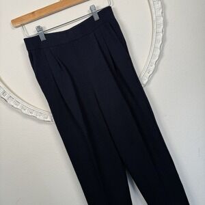 St John Womens Basics Santana Knit Pants 4 Navy Pleated Elastic Waist Pockets